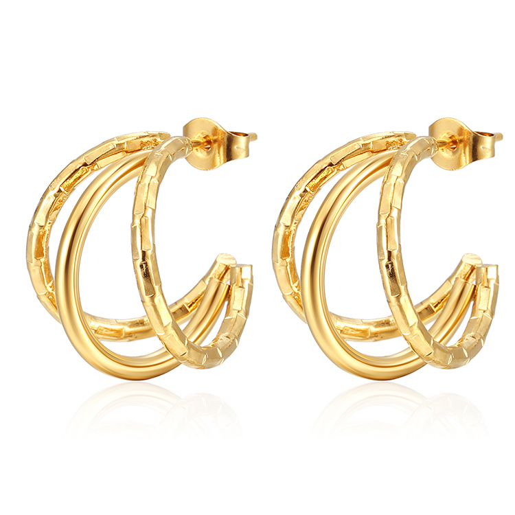 3 Pattern Three Thread Earrings Gold