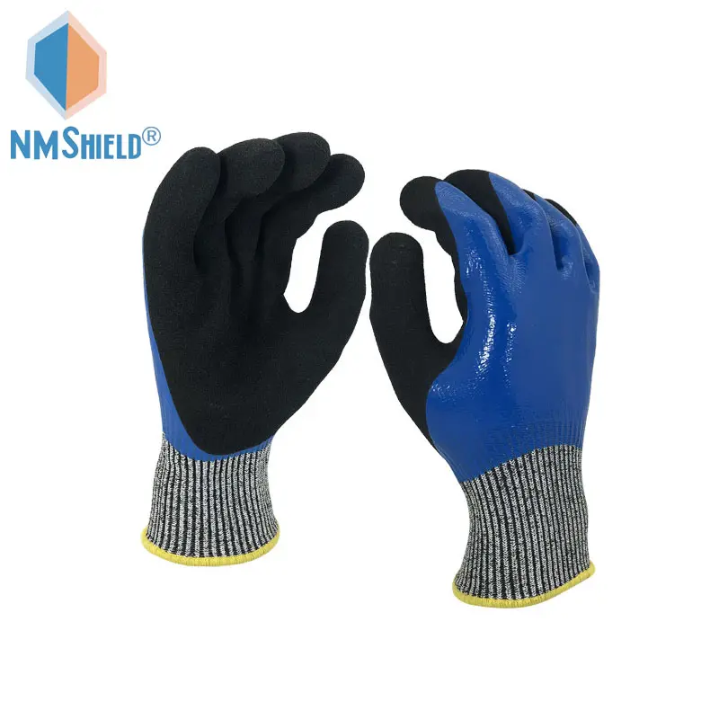 NMSHIELD-guantes de nitrilo para manejo de vidrio, doble color, arenoso, en 388