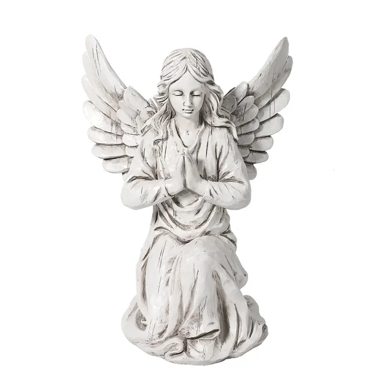 Presente artesanal de resina de anjo religioso criativo para decoração de jardim