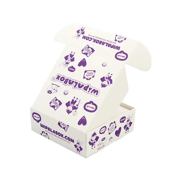 Commercio all'ingrosso quadrato pieghevole piccole scatole di spedizione bianco carta ondulata scatola di cartone con stampa Logo