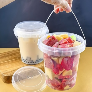 1 L büyük fincan ucuz tek PP meyve suyu fincanı temizle meyve Take Away meyve kupası kova konteyner - Product Image 3