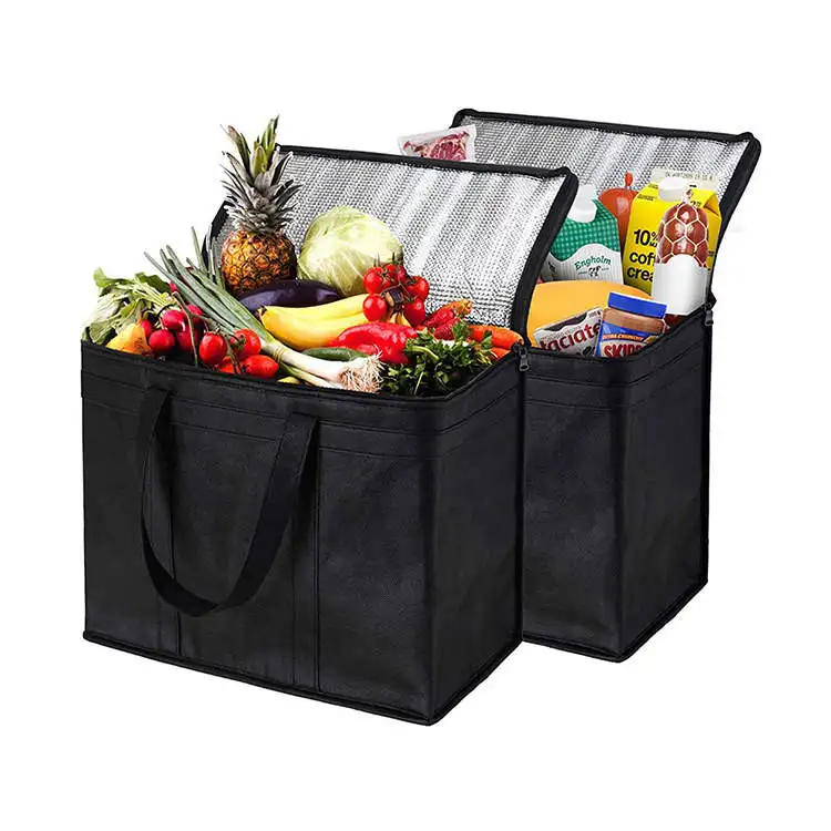 Reusable Thermal Insulated Cooler Bag Grocery Cool Carry Non Woven Lunch Cooler Bag For Food