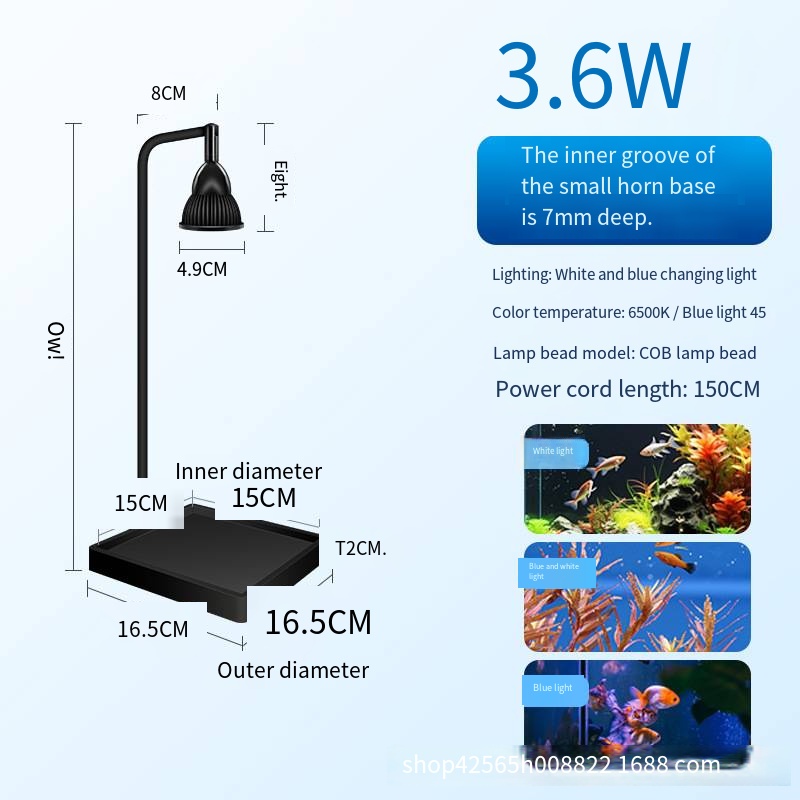 Base petite à intensité variable blanc bleu 3,6 W