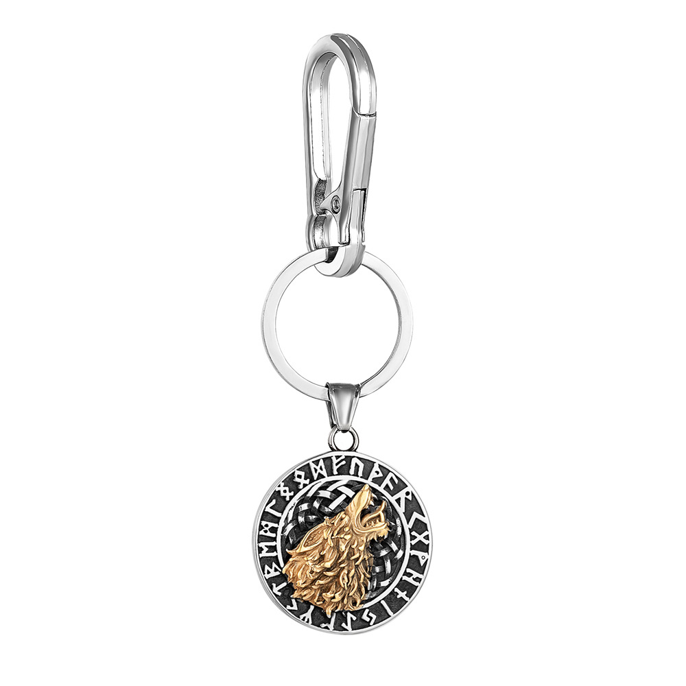 Porte-clés pendentif en métal bicolore