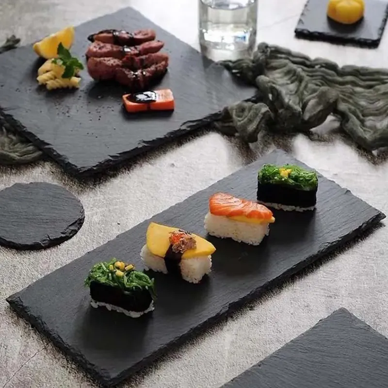 Restaurant Sushi pierre noire vaisselle plateau assiette plats fromage charcuterie planches ardoise plateau de service assiettes