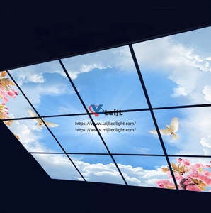 Özel beyaz alüminyum çerçeve Modern 2x2FT yüksek lümen <span class=keywords><strong>LED</strong></span> Panel AYDINLATMA 595x595 mavi gökyüzü bulut ForCeining Panel AYDINLATMA SMD2835 <span class=keywords><strong>Led</strong></span>