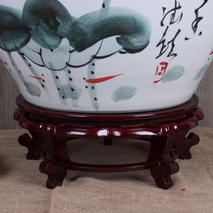 Jingdezhen bể cá Gốm Vẽ tay với rùa lớn và hoa sen Trung Quốc trang trí nhà sàn Bình - Product Image 4