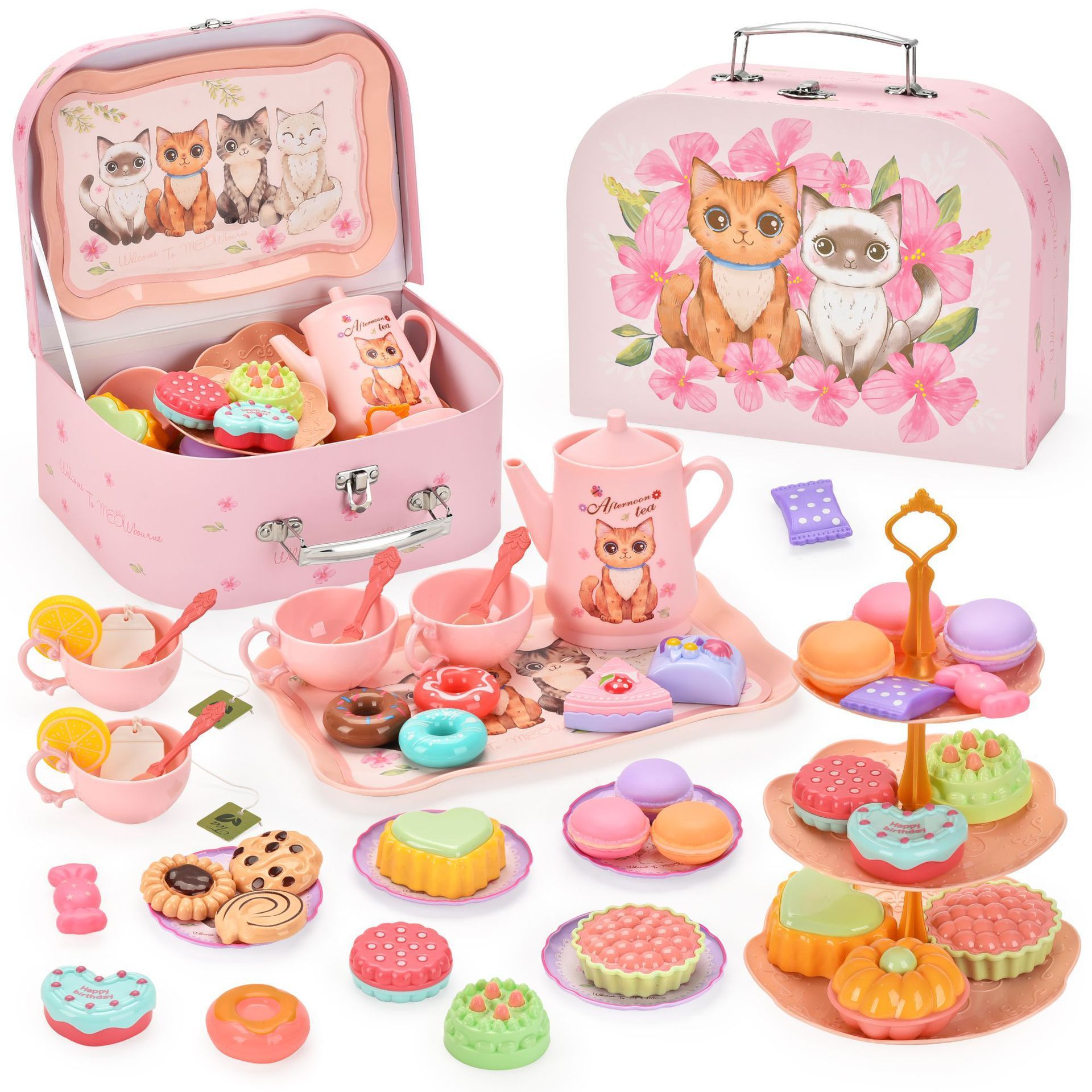 B103 : Thé de l'après-midi pour chatons - Coffret cadeau portable - 46 pièces