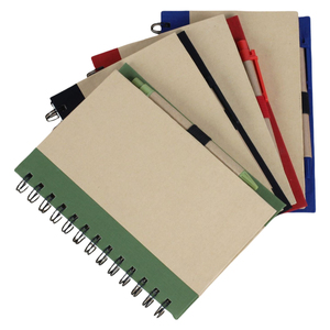 Eco espiral Kraft Notebook Custom Kraft Notebook Giveaway Logo Kraft Tapa dura Diario Notebook A5 con bolígrafo - Product Image 2