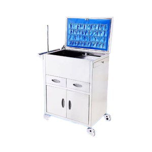 Chariot médical moderne chariot avec surface miroir double portes en acier inoxydable pour les hôpitaux et les cliniques - Product Image 1