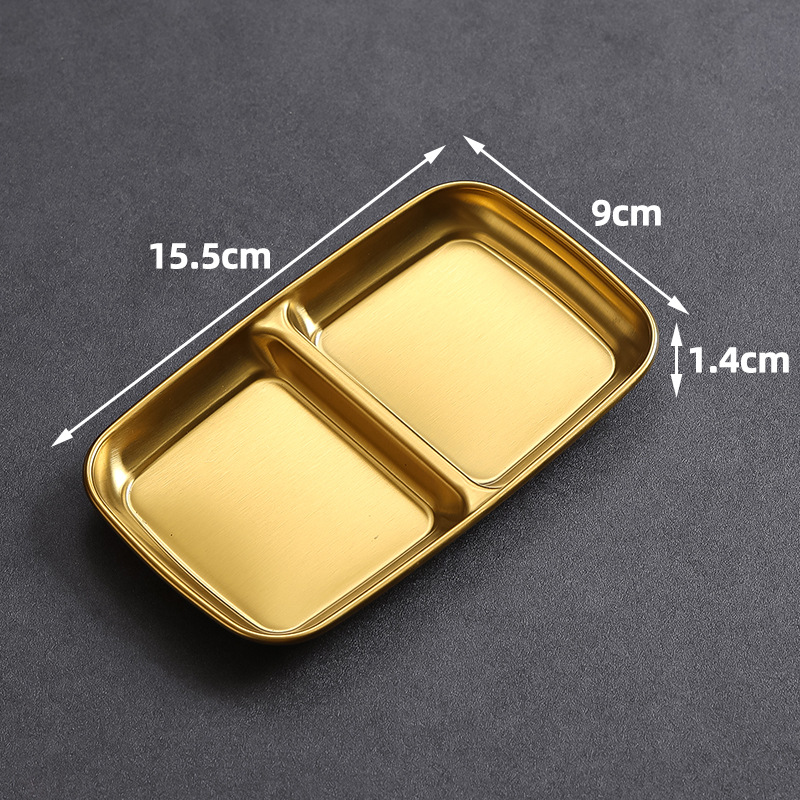 9x15.5cm double-compartment square dish (gold)