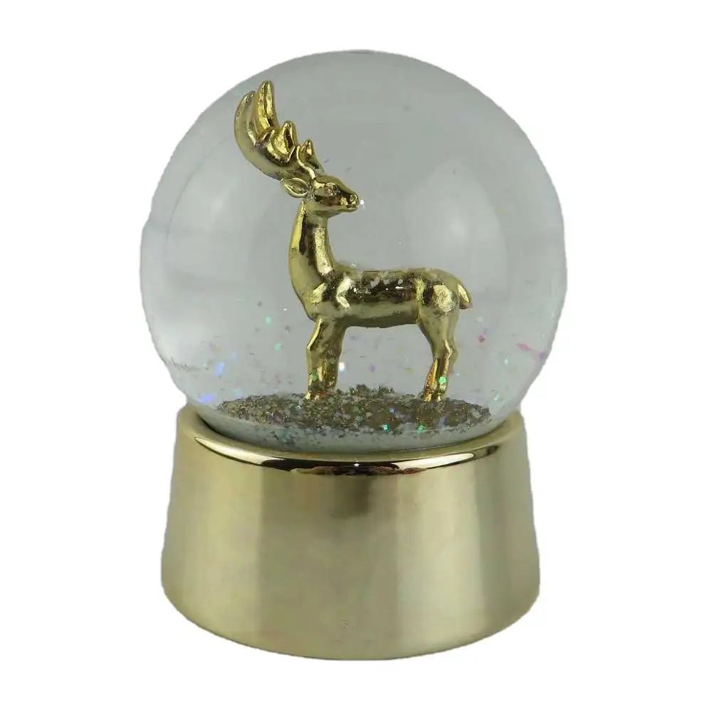 Custom Polyresin snow globe, Resin water globes, Gold Deer with Antler Gift & Crafts