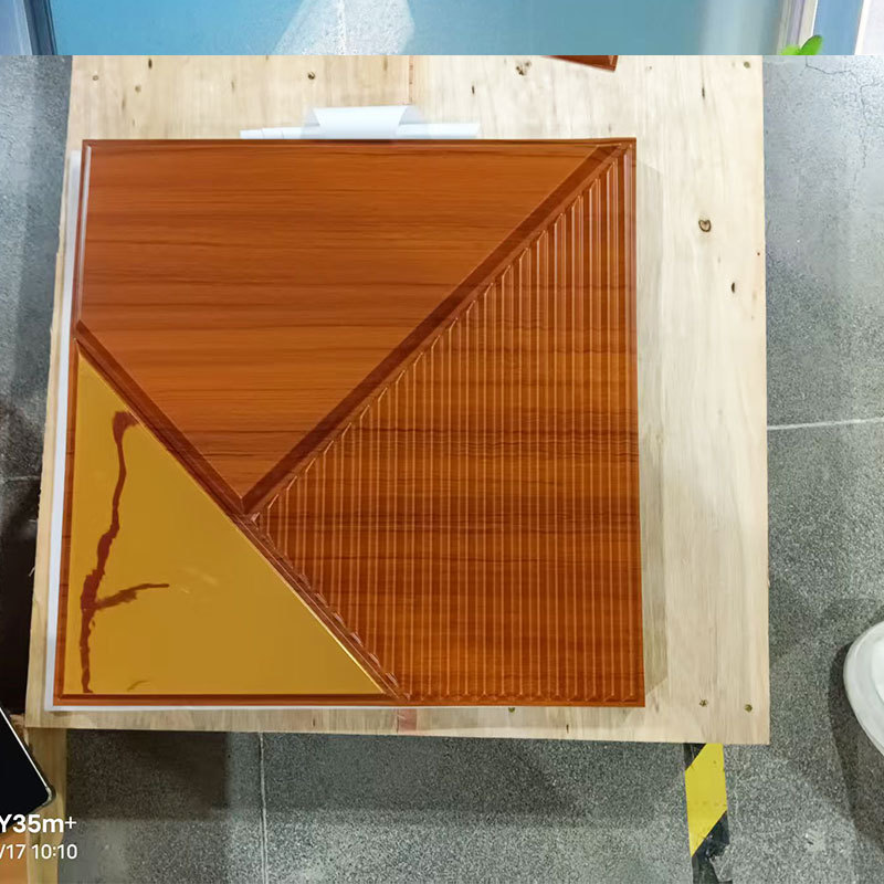 19,69*19,69 pollici - legno scuro + lenti dorate