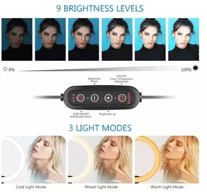 MJ30 LED RGB halka ışık fotoğraf aydınlatma 3000-6000K cep telefonu için selfie makyaj USB portu halka ışık 12 inç