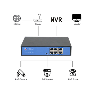 T-shield Factory Oem/ODM Poe Network Switch 4 8 16 24 Port 10/100M Ethernet Fiber Switch Poe Switcher Detección inteligente