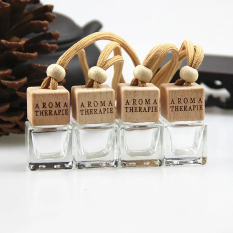 Car Accessories 2021 Empty Mini Square Round Diffuser Bottle Perfume Bottles Hanging Car Air Freshener for Car Air Clean