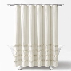 72x72 "Boho cotton cảm giác tắm tự nhiên Rèm Tắm sọc nối 4 Ruffle Rèm Tắm cho khách sạn - Product Image 2