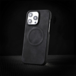 シンプルビジネススタイル純粋なカラーレザー電話ケース磁気ワイヤレス充電iPhone 12 13 13 14 15 16 Pro Max耐衝撃性カバー - Product Image 5