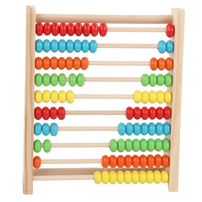 Jouets d'enseignement éducatifs pour enfants, 10 lignes de perles en bois colorées, Abacus Soroban