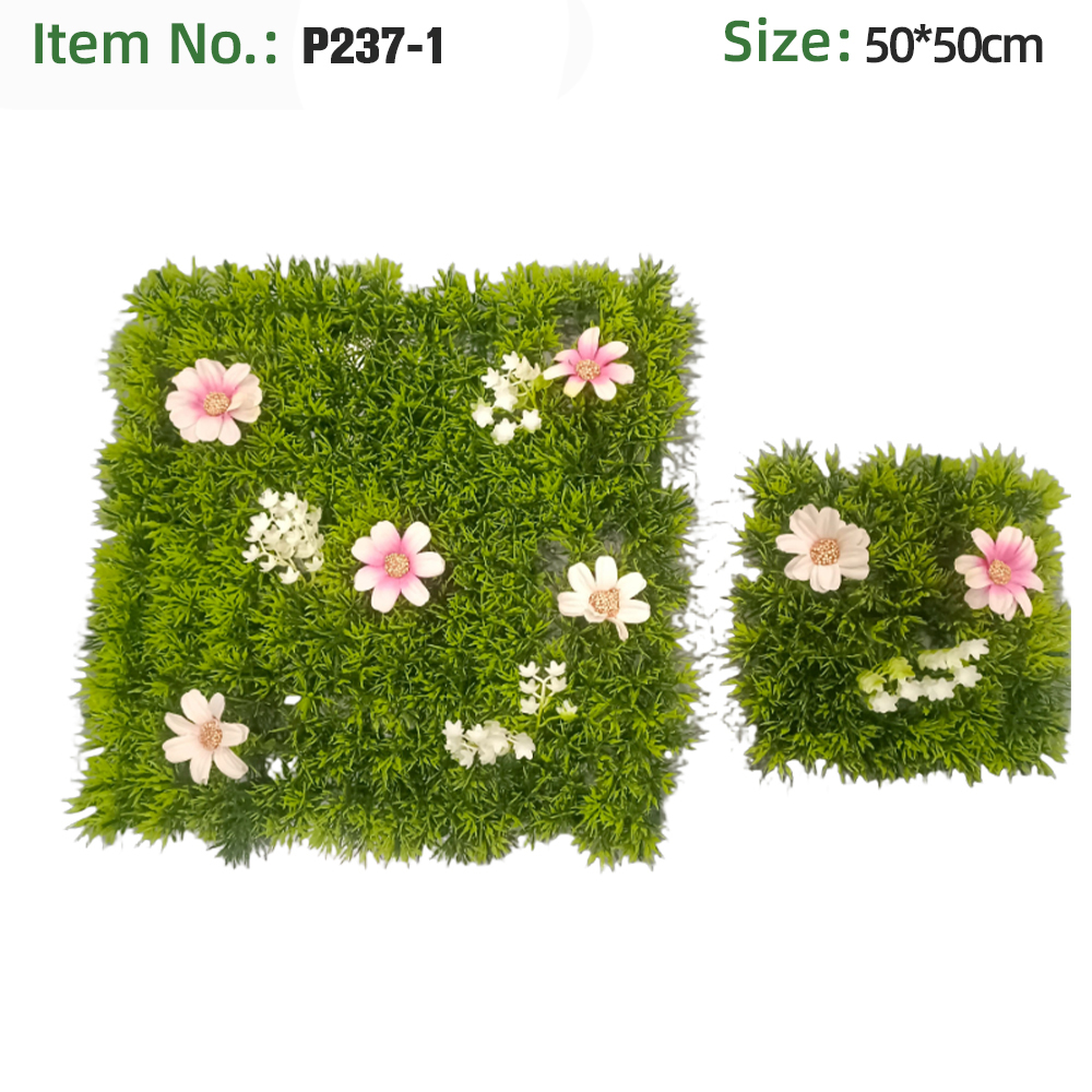 Green Fern With Pink White Daisy Grass Wall Panel