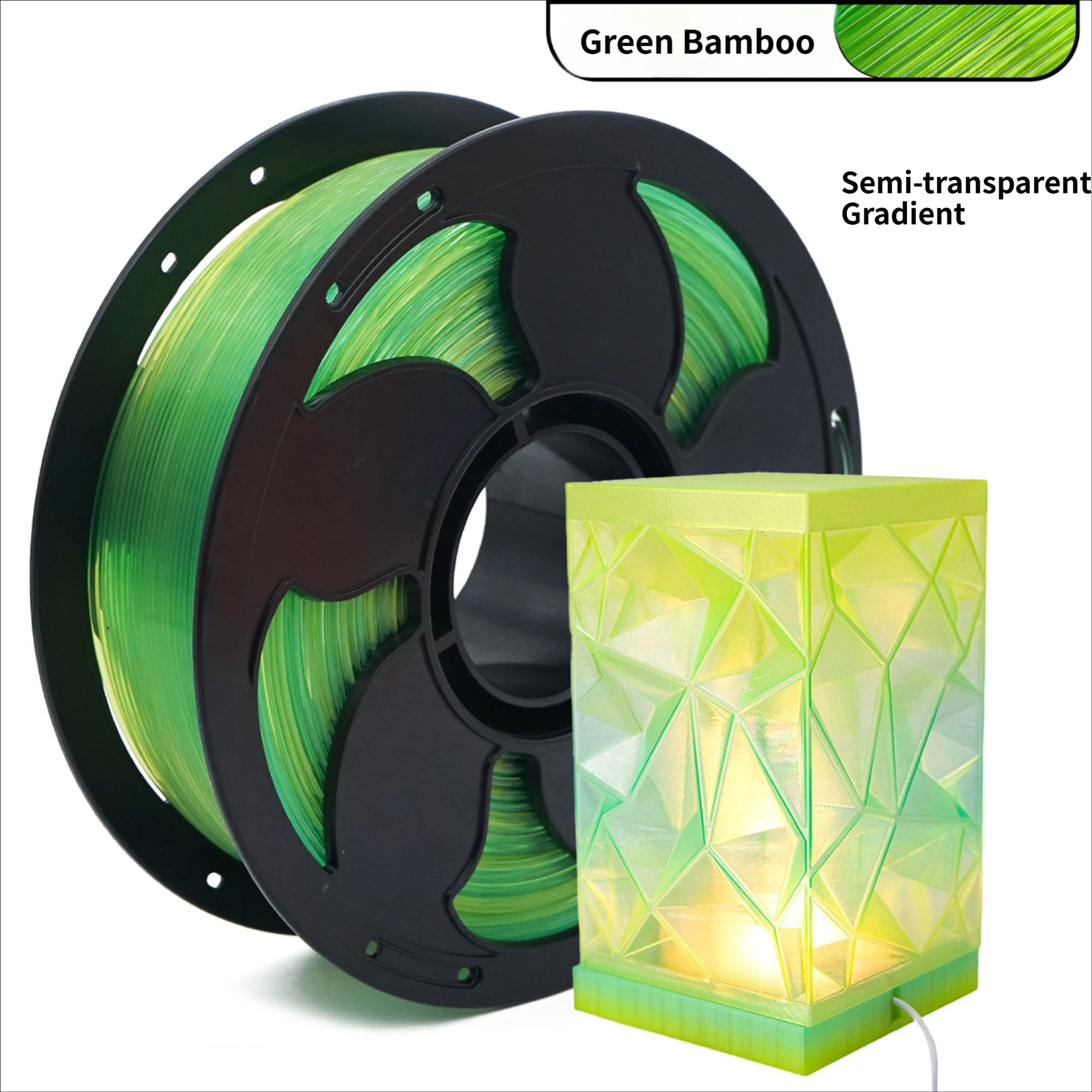 Cristal Transparent Vert Dégradé Bambou
