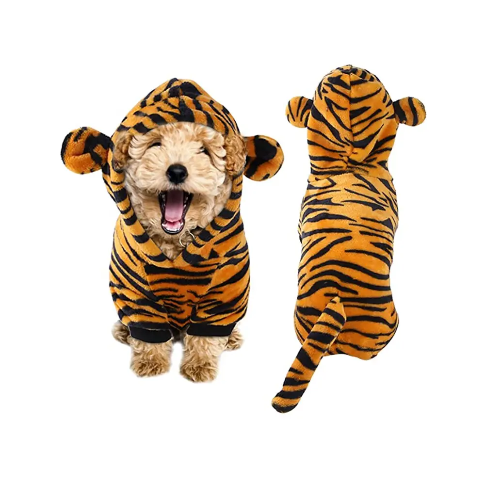 Костюмы для собак, костюм для косплея на Хэллоуин, толстовка, пальто для маленьких собак, кошек, домашних животных, зимняя теплая одежда, желтый тигр, одежда для собак