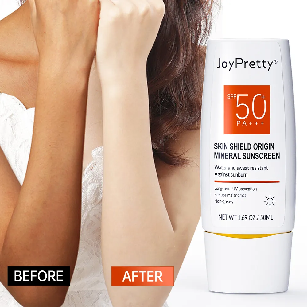 Hot bán nhãn hiệu riêng Hữu Cơ Khoáng Kem chống nắng SPF 50 UV bảo vệ khuôn mặt cơ thể giữ ẩm làm trắng kem chống nắng