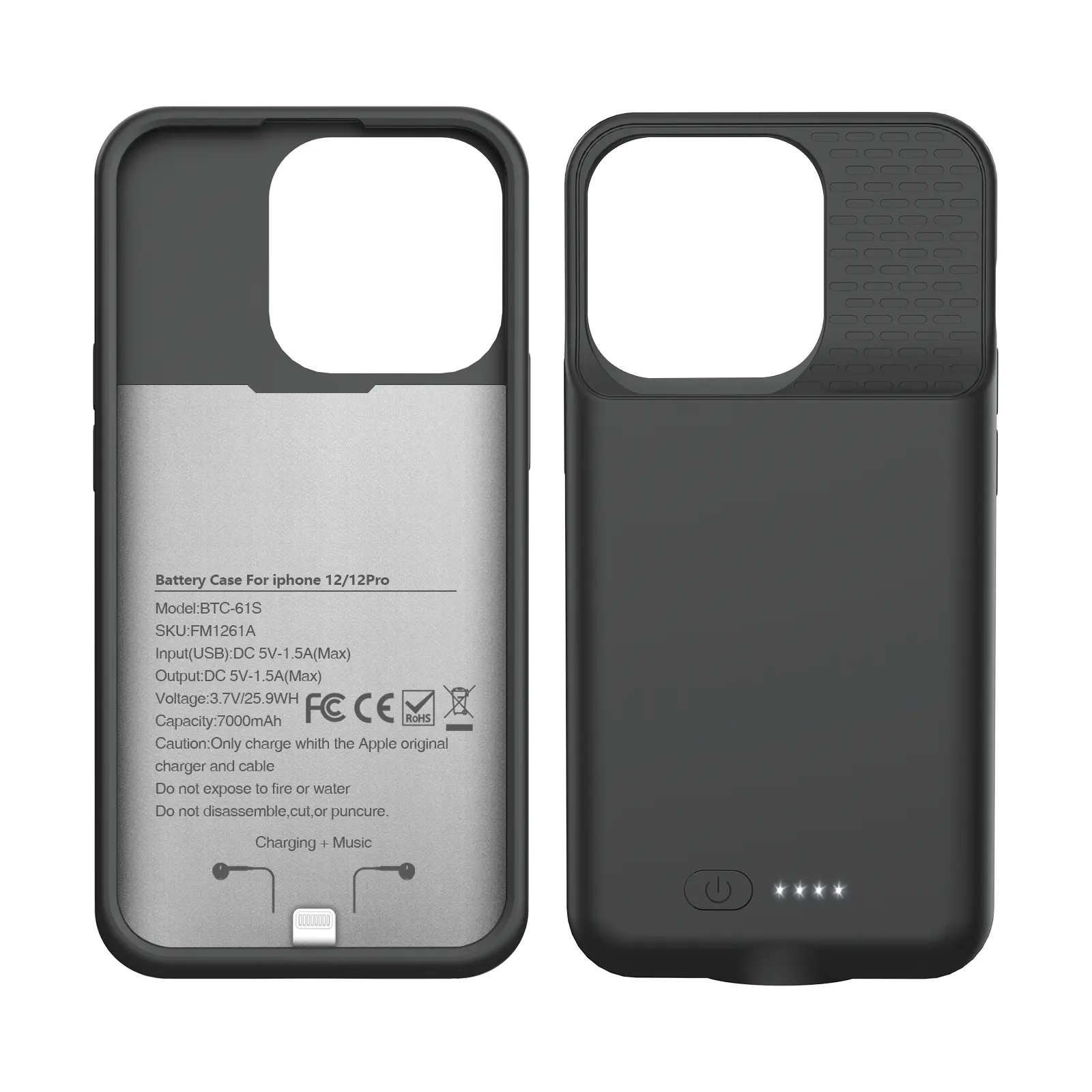Casing pengisi daya baterai ponsel eksternal portabel, casing Paket power bank pengisi daya ponsel eksternal portabel 7000mAh untuk iPhone 12/12pro