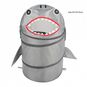 Dễ thương Pop Up xách tay giặt giỏ cản trở nhà gấp đầy màu sắc Polyester túi cá mập trẻ em quần áo lưu trữ giỏ xô - Product Image 6