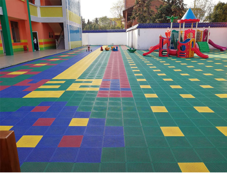 High Quality Interlocking Tiles Futsal Floor PP Plastic Suspended Modular Indoor Purple Yellow Green Hockey Basketball Red White