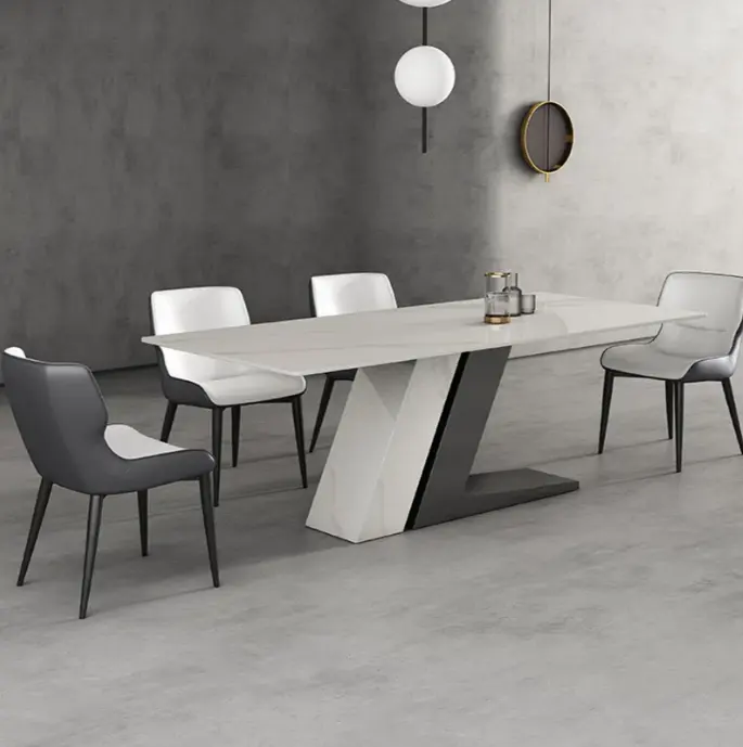 MDF Extending Dinning Room Furniture Extendable 6/8 Seat Modern Dining Table And Chairs Set