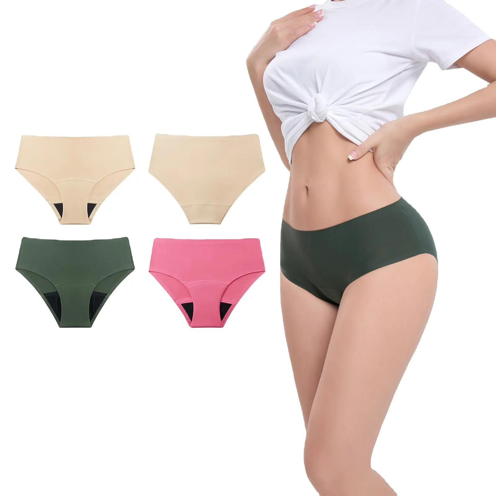 Tái Sử Dụng Siêu Đàn Hồi Liền Mạch Bikini Kinh Nguyệt Đồ Lót Cho Phụ Nữ