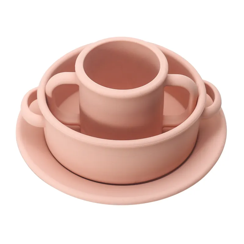 Набор многоразовой силиконовой посуды, с чашей для младенцев, силиконовая обеденная тарелка и силиконовая чашка для младенцев, идеально подходит для младенцев, Led Weani