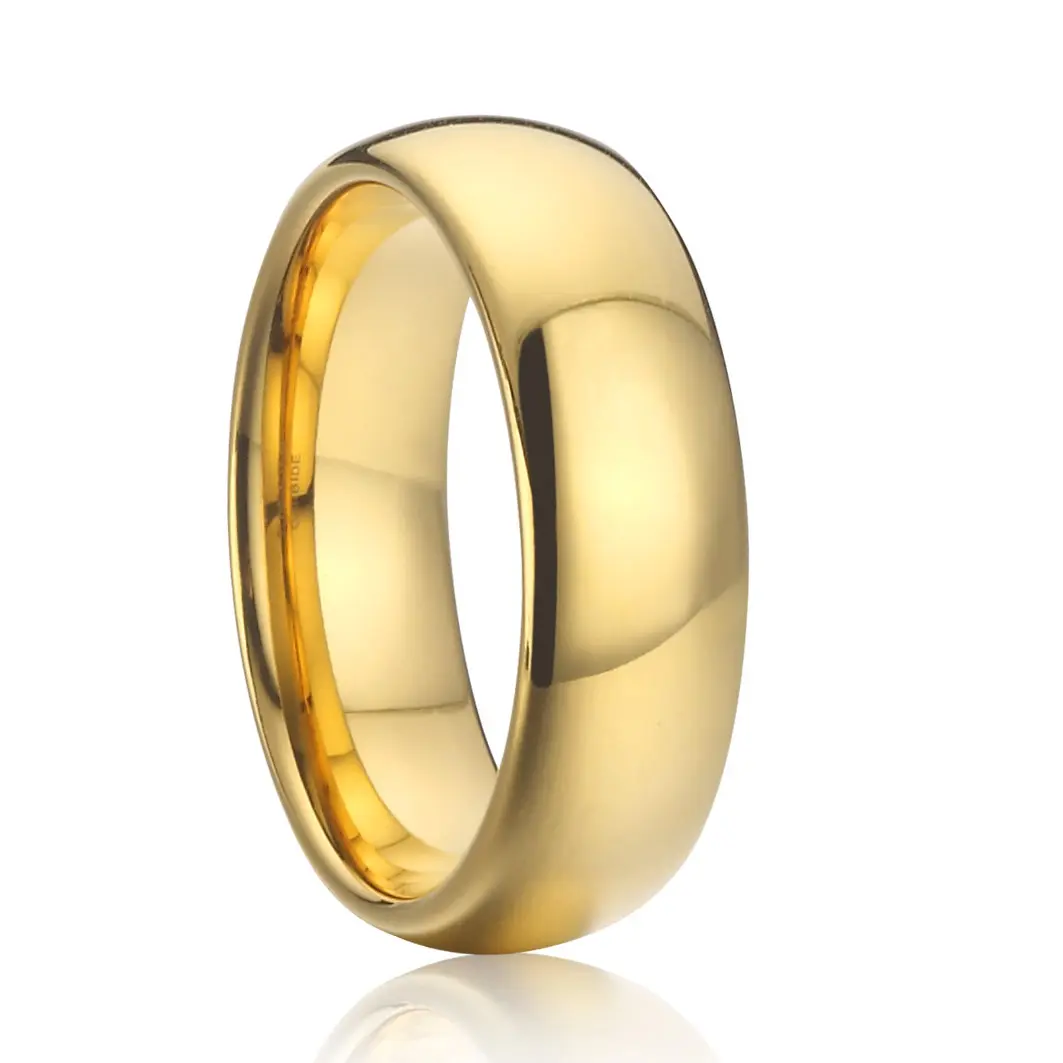 קלאסי פשוט רגיל זהב מצופה שלו וטבעת הנישואין שלה לזוגות נשים טבעות זהב טונגסטן קרביד טבעות גברים זכר 6 מ"מ
