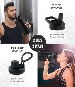 Nửa gallon nước chai 64oz cách nhiệt chân không Hydro thép không gỉ lớn Flask Jug với Pouch Paracord xử lý rơm Spout có nắp đậy - Product Image 3