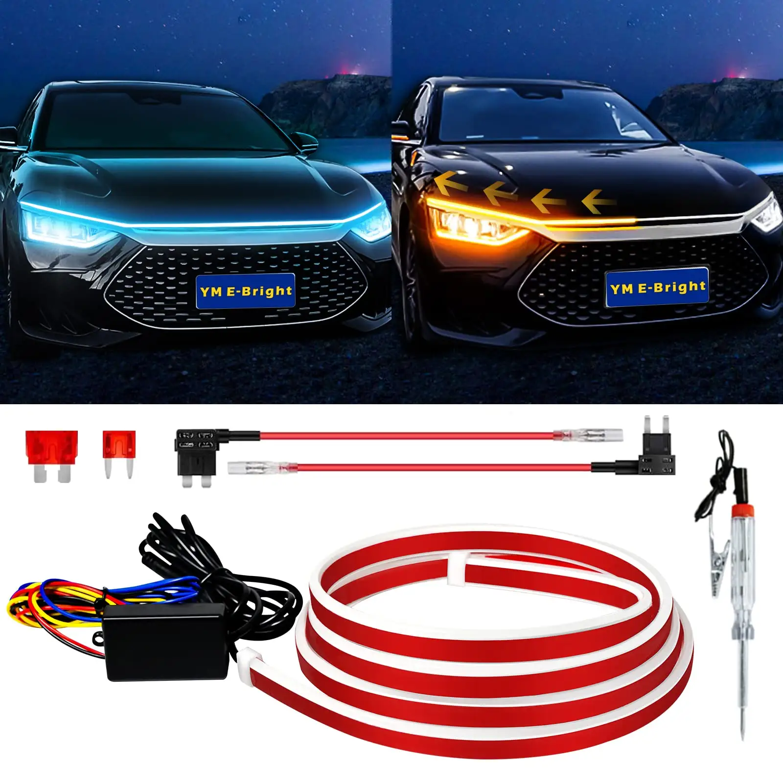 LED הוד אור רצועת להתחיל אוטומטי שונה רכב קדמי זורם הפעל אות אורות גמיש רכב אור רצועת חיצוני DRL דינמי