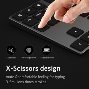 Teclado numérico recargable de 34 teclas, teclado numérico súper Delgado, teclado numérico de aluminio para portátil para sistema POS