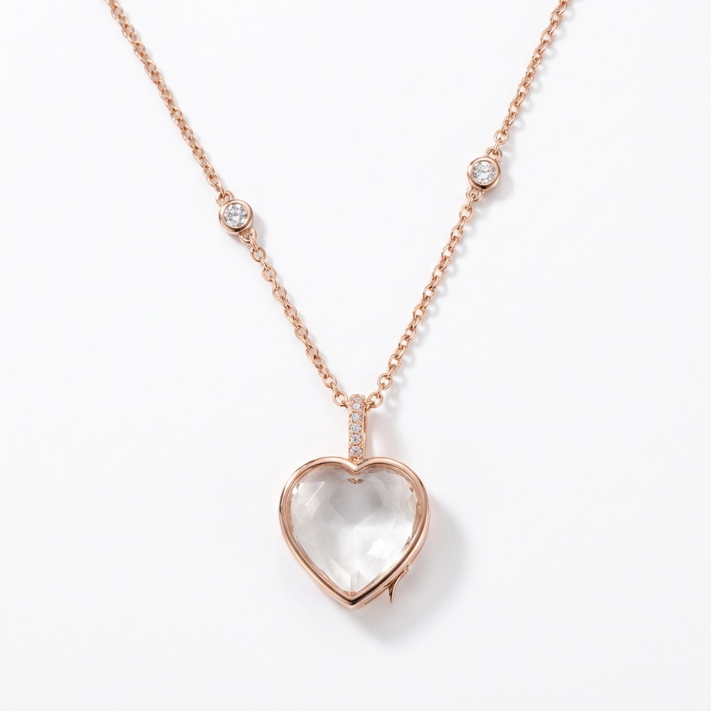 Collier boîte en forme de coeur-boîte vide en or rose