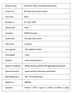 <strong>Excellent</strong> LED Display 49 Inch Curved Gaming <strong>Monitor</strong> Super Wide 49 Inch <strong>Computer</strong> <strong>Monitor</strong> Curved 4K 5K - Product Image 6