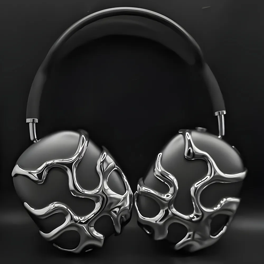 Custom Airpods Max cover per servizio di stampa 3D SLA resina stampa in argento lucido Cyberpunk cuffie accessori per cuffie