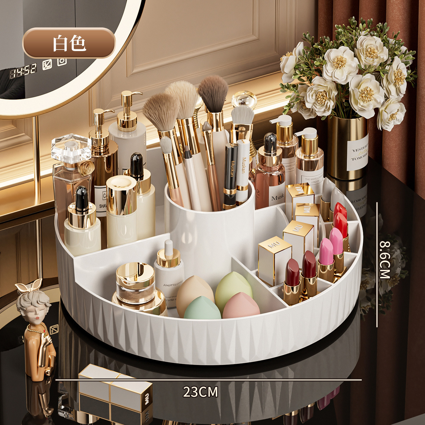 White Rotating Makeup Storage Box