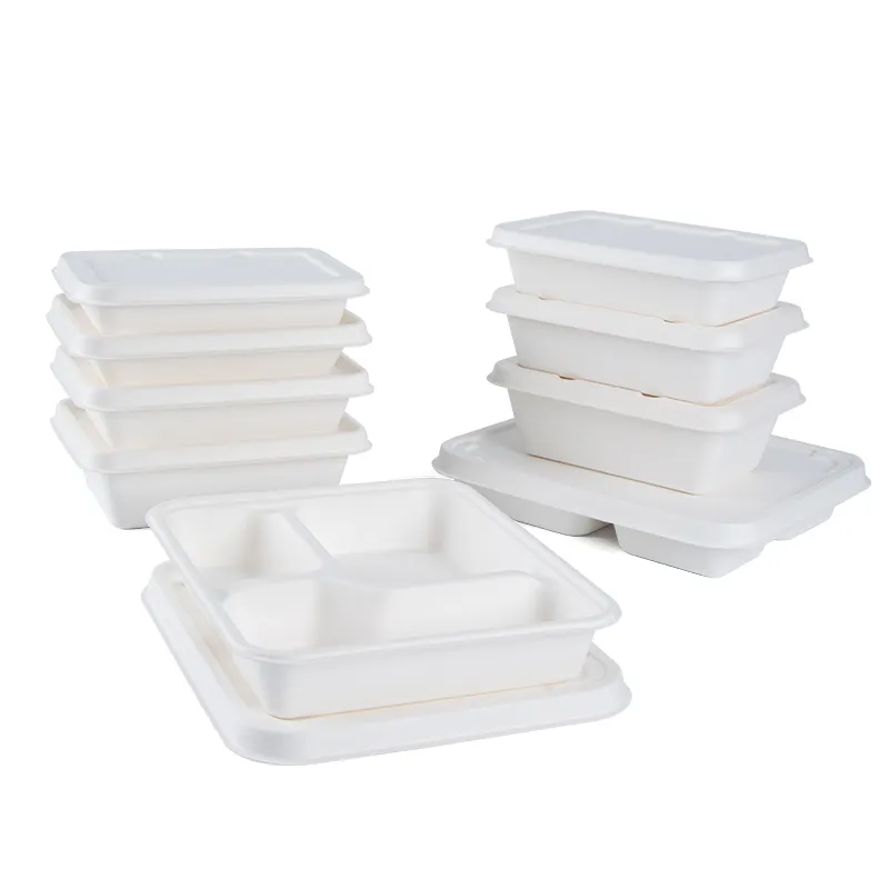 Eco Friendly Greaseproof Microwavable biodegradável papel descartável Takeaway Custom Bento Lunch Box