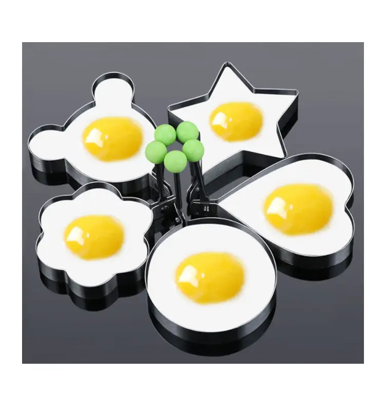 स्टेनलेस स्टील पैनकेक मोल्ड सेट अंडा अंगूठी कुकर मोल्ड तले हुए अंडे या अंडा शिकारी के विभिन्न आकार बना सकते हैं