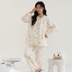 Set pigiama maternità autunno-inverno aria-cotone | Supporto per la pancia regolabile a 3 strati ispessito, adatto all'allattamento - Product Image 2