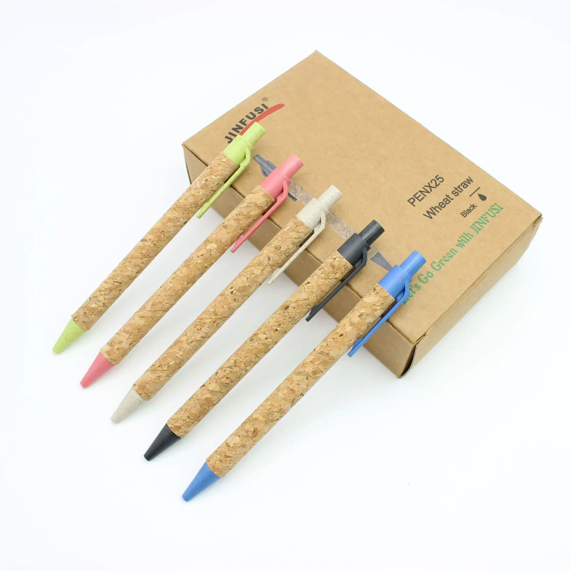 Großhandel Umweltschutz abbaubare Papier röhre Stift Weizens troh Material Kugelschreiber Öko Kork Geschenk Stift