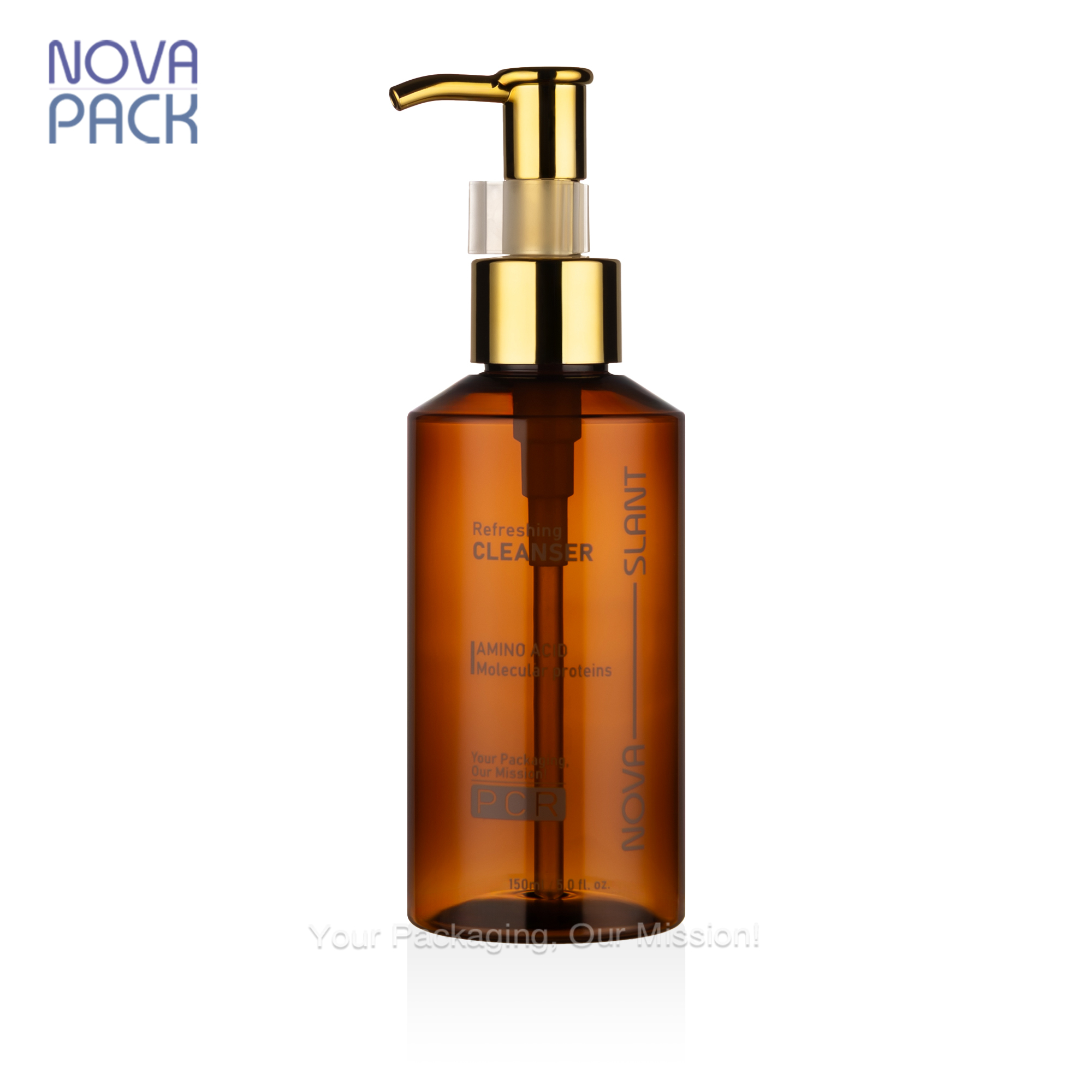 Amber Plastic Bottle with Gold Pump