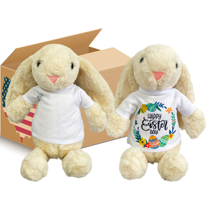 USA Warehouseぬいぐるみウサギ35 Cm昇華ぬいぐるみバニーシャツ付き<span class=keywords><strong>DIY</strong></span>印刷用のかわいいイースターパーティーの装飾