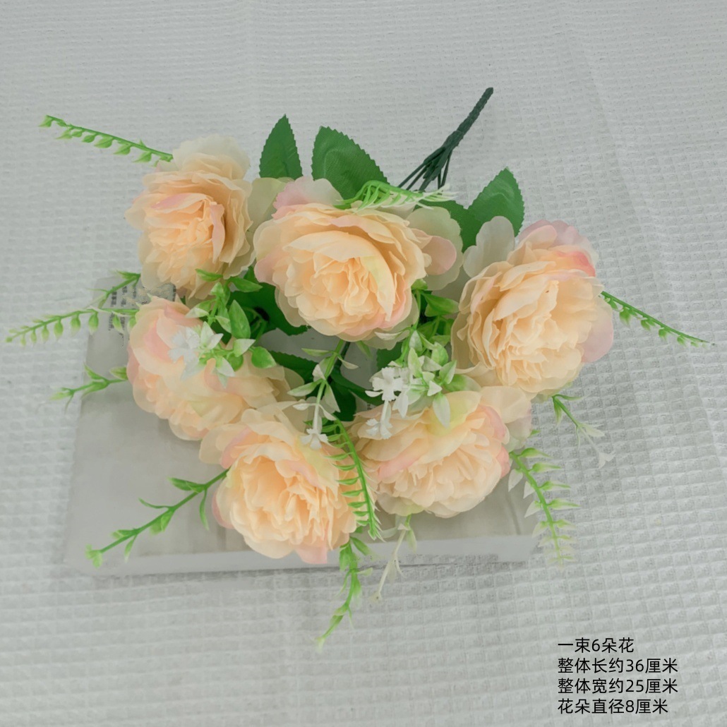 Pivoine diamant 6 têtes rose champagne