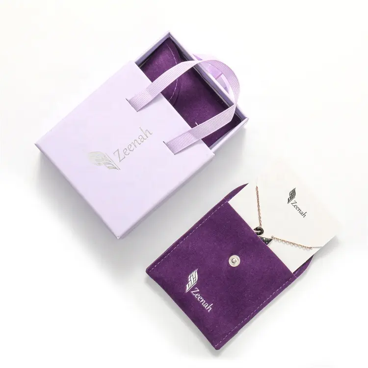 Трендовые новые бумажные коробки для упаковки ювелирных изделий с принтом фиолетового банта и ленты