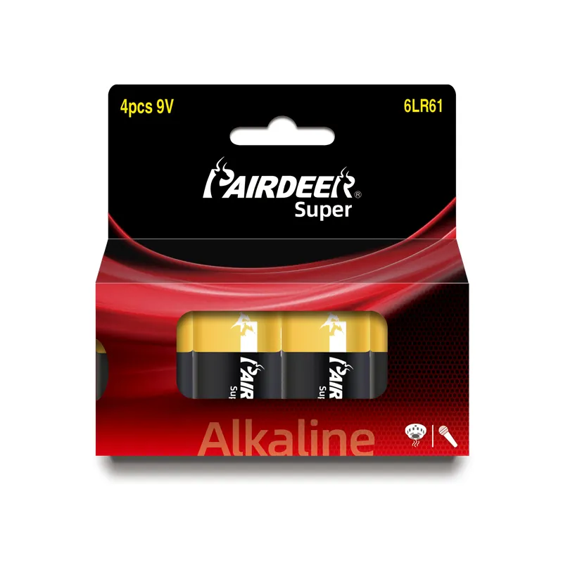 En iyi Pairdeer 500mAh 9 V 6LR61 süper alkalin çin kuru ağır 9 volt pil